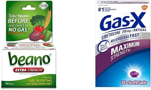 [BRSRAZYRAAHAGFAV] Beano Ultra 800 Count and Gas-X Maximum Strength 250mg Simethicone 30 Count Gas Relief