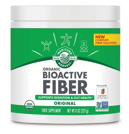 [BRSROGIOCUJWOCDO] Manitoba Harvest Organic BioActive Fiber Supplement with 6g Fiber per Serving, Digestive Hemp & Psyllium Husk Powder, Non-GMO, Vegan & Kosher, 8oz
