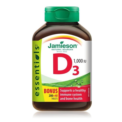[BRSWIEAEC4AA4CAZ] Vitamin D3 1,000 IU Bonus -240 tabs Brand: Jamieson Laboratories
