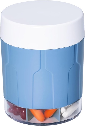 [BRSROZAROQIQMCIU] Betife Extra Large Supplement Organizer,Weekly Pill Organizer Bottle, Daily Pill Dispenser with 7 Large Compartments, Organizer to Hold 7 Day Vitamin Medication,21 Labels and a Cleaning Brush (Blue)