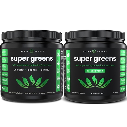 [BRSROCY7PMOWED3V] NutraChamps Super Greens Berry & Super Greens Unflavored Bundle - 2 Month Supply