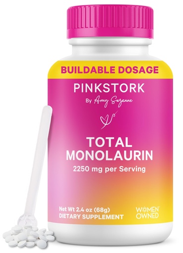 [BRSWIAL2AICBWCTG] Pink Stork Monolaurin Pellets – Vegan Lauric Acid Immune & Gut Support for Women – Microbial Balance, Digestive Wellness – Odorless, Scoopable Monolaurin Supplement – 226g – 75 Servings