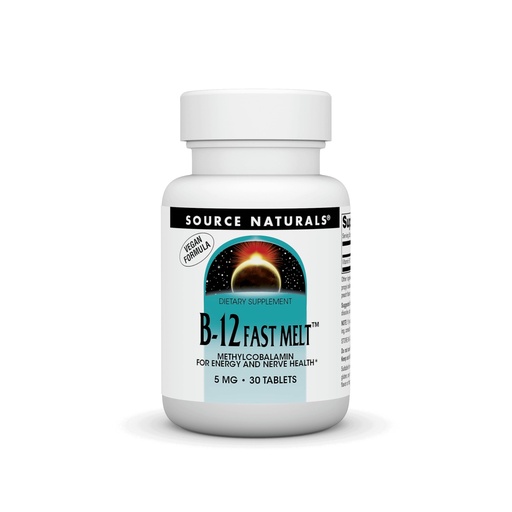 [BRSWI2YGAB7ROCA3] Source Naturals Vitamin B-12, Supports Energy Production* 5 mg - 30 Fast Melt Vegan Formula