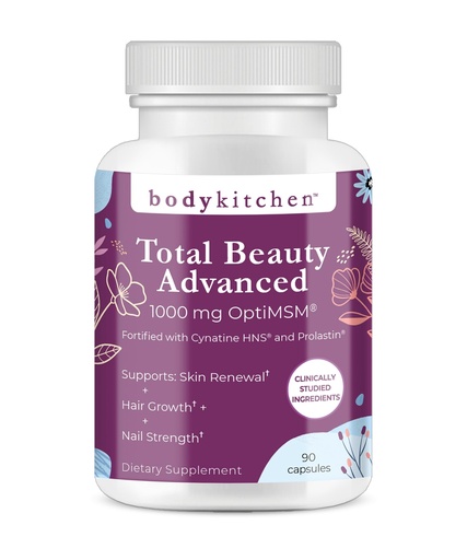[BRSROFIQOJ5BY3DV] Body Kitchen Total Beauty Advanced, Contains Elastin, Keratin, Biotin and Hyaluronic Acid, Supports Hair Growth, Skin Renewal, Nail Strength, Veggie Caps, 90 Count