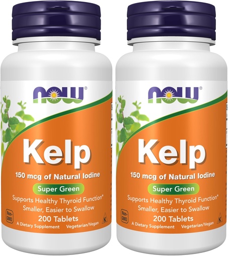 [BRSRAY3ROV6AIFLF] NOW Supplements, Kelp 150 mcg of Natural Iodine, Easier to Swallow Tablet, Super Green, 200 Tablets (Pack of 2)