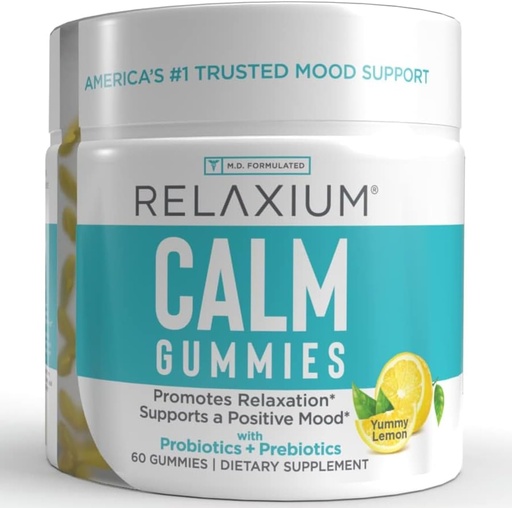 [BRSRMBQTCUCQAD35] Relaxium Calm Gummy, Developed in The U.S.A., with Vitamin B6, Magnesium, and L-Theanine, One Gummy per Serving, 60 Gummies