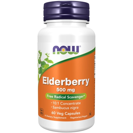 [BRSWIYQ7CUEGO2I5] NOW Foods Supplements, Elderberry (Sambucus nigra)500 mg, 10:1 Concentrate, 60 Veg Capsules