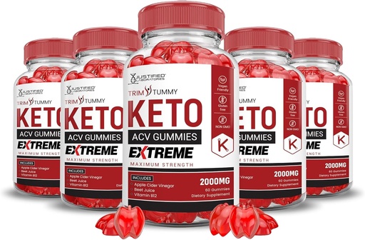 [BRSRAY3QOIGWKHI7] Justified Laboratories (5 Pack Trim Tummy Keto ACV Gummies Extreme 2000MG Trim Tummy Keto Gummies Apple Cider Vinegar Formed with Pomegranate Beet Buice Powder B12 Vegan Non GMO 300 Gummys