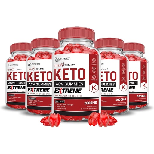 [BRSRAY3QOIGWKHI7] Justified Laboratories Trim Tummy Keto ACV Gummies Extreme (2000 mg) - 60 Count, Pack of 5 - Made with the Mother & Vitamin B12 - Non-GMO, Vegan, Gluten Free - 150 Servings