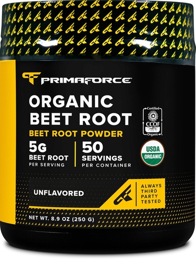 [BRSROAIYDMPQE33H] Primaforce Organic Beet Root Powder (250g) Unflavored - Natural Source of Antioxidants and Nutrients
