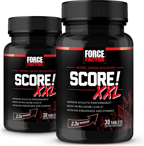 [BRSW2Y36OQFROF3Z] FORCE FACTOR Score! XXL, 2-Pack, Nitric Oxide Booster Supplement for Men with L-Citrulline, Black Maca, & Tribulus to Improve Athletic Performance, Increase Stamina, & Support Blood Flow, 60 Tablets