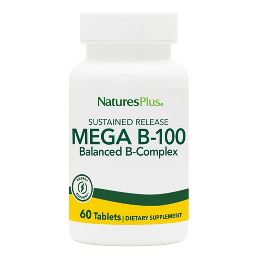 [BRSWIYTYCUOGMDY5] NaturesPlus Mega B-100 Complex - 60 Sustained Release Tablets - Balanced B Complex - Energy Support - Vegetarian, Gluten Free - 60 Servings