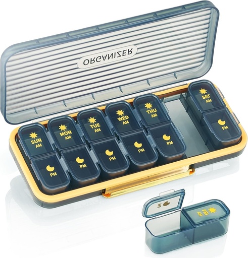 [BRSROHQ3BANQ2YDX] Weekly Pill Organizer 2 Times A Day - Pill Case Am Pm - Travel Pill Box 7 Day Portable Daily Vitamin Container Aesthetic Medicine Dispenser With 7 Separate Compartments Morning Night Supplement Holder