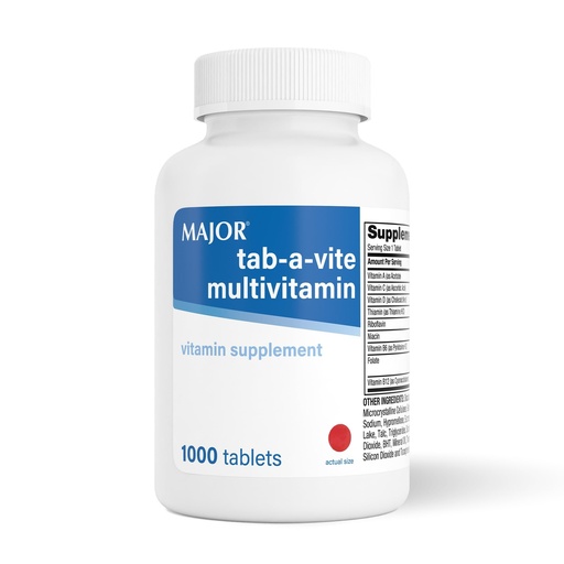 [BRSRMAANPIFROD3H] MAJOR Tab-A-Vite Multivitamin Tablets - Gluten-Free Multivitamin for Adults, Supports Overall Health, Multimineral Supplement, 1000 Count