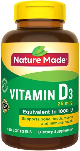 [BRSWKZAFAZ4AOCDE] Nature Made Vitamin D3 25 mcg., 650 Softgels
