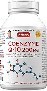 [BRSWKHY5DIPRW2TG] ANDREW LESSMAN Coenzyme Q-10 100 mg 180 Capsules - Essential for Energy Production and Optimum Key Organ Function, Anti-Oxidant Support, Depleted by Aging, Plus B-Complex. Easy to Swallow Capsules