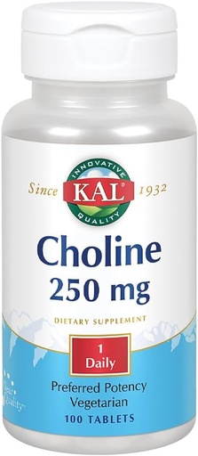[BRSWIYQHDEGRSFYZ] KAL Choline Tablets, 250 mg, 100 Count