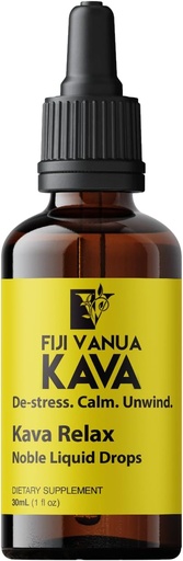 [BRSRAHQLBMNBECTD] Fiji Vanua Kava RelaxTM, Pure Kava Kava Suplemento con propiedades calmantes, fusionado con California Poppy, Hops, Skullcap & Pasionflower, Liquid Drops to Calm and Unwind
