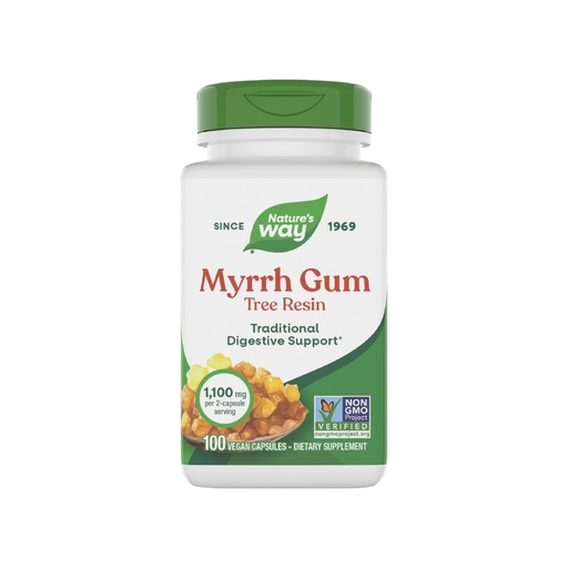 [BRSWIYQ2PN7QA3DI] Nature's Way Myrrh Gum Tree Resin, Traditional Digestive Support*, 1.1 g per 2-Capsule Serving, Non-GMO Project Verified, No Gluten, 100 Vegan Capsules (Packaging May Vary)