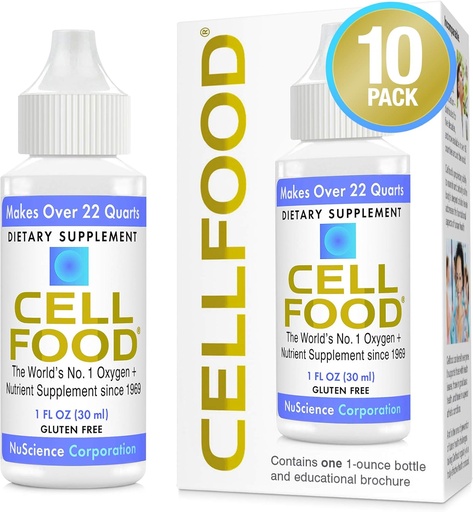 [BRSWI2YBOUAB43TI] Cellfood Oxygen Boost - 1 fl oz, 10 Pack - Liquid Oxygen Supplement for Lymphatic Drainage, Altitude Sickness, Jet Lag, Fatigue, Headaches & Energy - Gluten Free, Cert. Kosher
