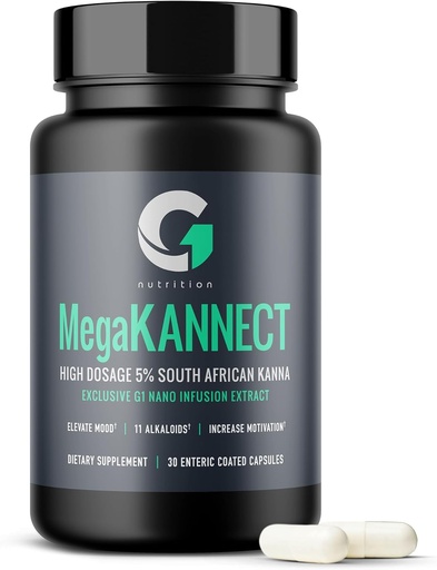 [BRSRAFIBBYIWACLX] Mega Kannect Capsules with 5% Kanna Alkaloid| Elevates Mood, Boosts Energy Levels, Enhances Mental Clarity | Sceletium Tortuosum Daily Supplements for Men & Women (30 Count)