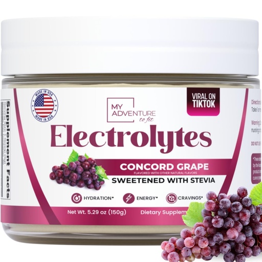 [BRSRO2QDBACQADT3] Zero Sugar - Concord Grape Electrolytes Powder - Very Refreshing Hydration - Caffeine Free Energy with All Natural Ingredients - Vegan, Keto & Paleo - Sugar Free Electrolytes Drink Mix - 30 Servings