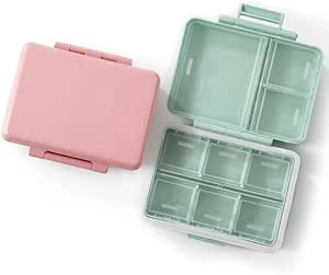 [BRSROFLQAABR4C3U] 2 Pack 9 Compartments Travel Pill Organizer Box Moisture Proof Small Pill Case for Pocket Purse Daily Pill Holder Container for Medicine Vitami