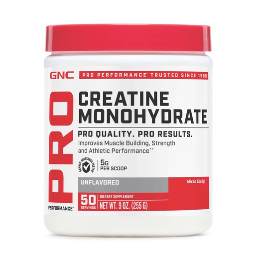 [BRSREHA2OINGMDQU] GNC Pro Performance Creatine Monohydrate Powder for Women & Men, 5g Creatine Per Serving, Muscle Building, Energy Production, Endurance, Performance, 50 Servings