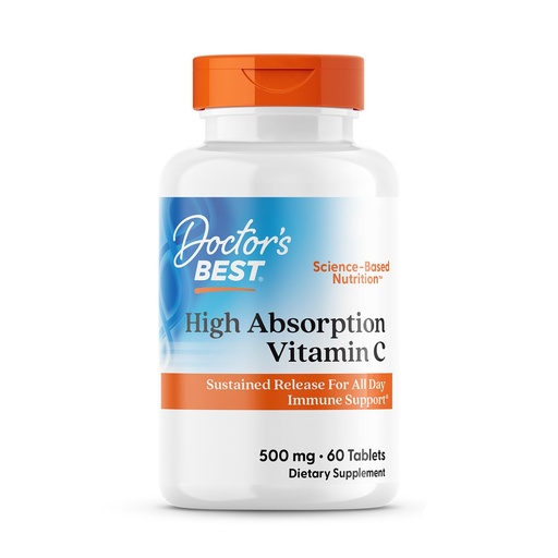 [BRSWIYYPDMCBADLA] Doctor's Best High Absorption Vitamin C 500mg with Bioflavonoids - Vegan VIT C Supplement for Women & Men, PureWay-C Ascorbic Acid, Immune Health Support, Sustained Release, Gluten Free - 60 Tablets