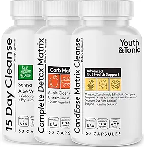 [BRSWYGL3CB4BO3Y7] Youth & Tonic CandEase Matrix and Complete Detox Matrix and 15 Day Colon Cleanse Bundle 3 Pack