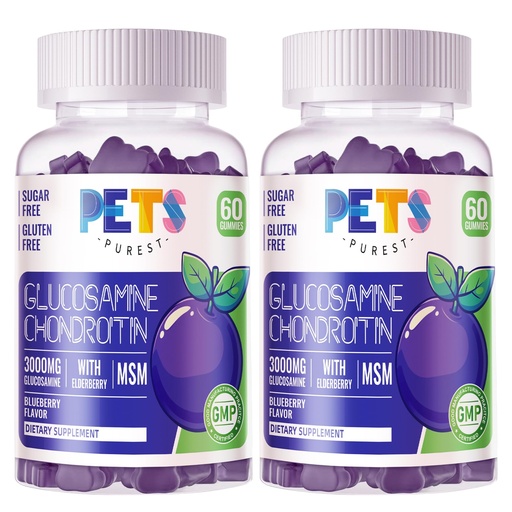 [BRSRAAQYAENRU23H] Pets Purest Glucosamine Chondroitin Gummies (2 Pack) Blueberry