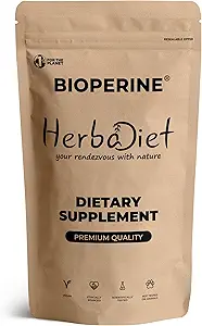 [BRSROCAZPN6B6DTL] Herbadiet Bioperine Powder | Black Pepper Extract Powder Piperine 95% by HPLC | Bioavailability Enhancer, Boosts Nutrients Uptake | Gluten Free, Non-GMO Bulk Supplement (14 gram/ 0.5 oz)