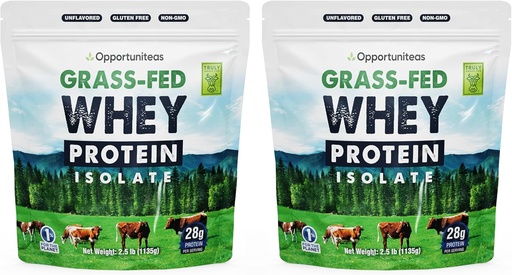 [BRSW2GTYCMNBS2DZ] Opportcentias Grass Fed WHEEIVE Protein Protos - Unflavored 28g Protein Protembers โดยไม่ใส่น้ําหวาน, Horemone-frees, Not GMO - 5Ib