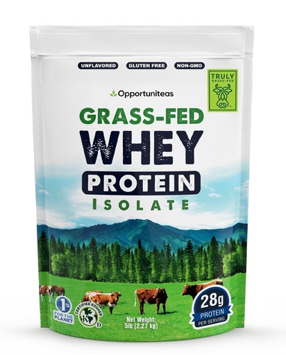 [BRSW2GTYCMNBS2DZ] Opportuniteas Grass Fed Whey Protein Isolate Powder - 28g Unflavored Protein Powder Without Artificial Sweeteners, Hormone-Free Cows, Non GMO - 5lb