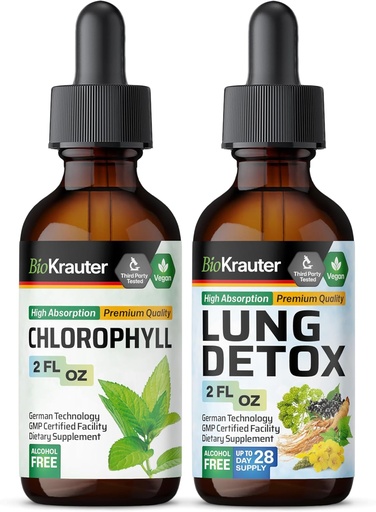 [BRSRAAAFA4BB4H3B] BIO KRAUTER Chlorophyll Tincture 2 Fl. Oz. & Lung Detox Tincture 2 Fl. Oz.