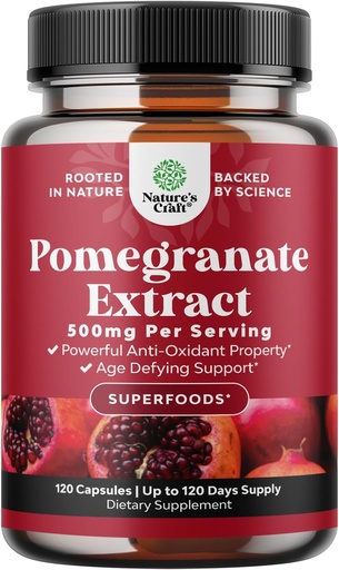 [BRSRMEIOCFYAMG3F] Advanced Antioxidant Superfood Gomegranate Supplement - Natural Gramerranate Extract Polyphenols Supplement for Heart Health and Joint Support - Reds Superfood Powder Pounds for Women and Women 120ct
