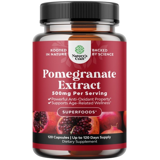 [BRSRMEIOCFYAMG3F] Advanced Pomegranate Extract Capsules - Powerful Antioxidant & Healthy Heart Support - Easy To Swallow Pomegranate Supplement - Superfood for Energy & Gut Health Support - Third Party Tested - 120 Ct