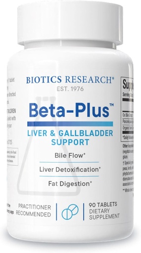 [BRSWIFYDAUHGMGDU] Biotics Research Beta-PlusTM Nutritional Ox Bile Salts Verdauungsenzym Ergänzung für Bile Produktion für keine Gallbladder-Supports Gesamtlebende Funktion, hilft Fett Verdauung, liefert Betaine 90 Tabs