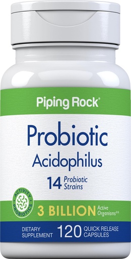 [BRSWIFDQAYJQIDDA] Piping Rock Probiotic Acidophilus Capsules for Women and Men | 3 Billion Live Cultures | 120 Pills | 14 Strains Supplement | Non-GMO, Gluten Free