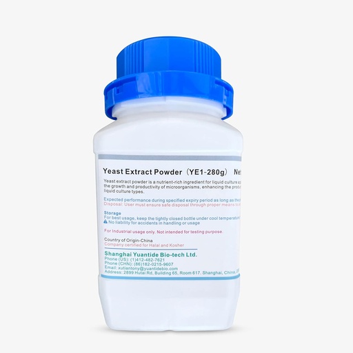 [BRSROYAQCF6RAETO] Yuantide Yeast Extract (YC01) Powder (280g) - Industrial Grade Nutrient for Mycology and Microorganisms