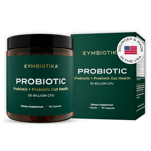[BRSW2HALOBYGK3LG] CYMBIOTIKA Probiotic + Prebiotic, 60 Billion CFU - 19 Strains, Gut Health Supplement for Women & Men, Immune Support, Digestive Health, & Gut Balance, 90 Capsules, 1 Month Supply, Made in USA