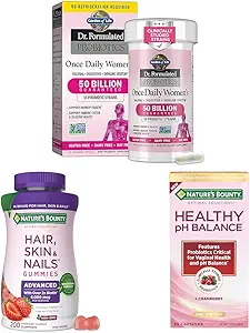 [BRSRABADOAIWC3TK] Garden of Life & Nature's Bounty Women’s Wellness Valentine’s Day Bundle- Digestive & Vaginal Health Support, Hair, Skin & Nails Pectin Gummies with Biotin, Vaginal Probiotics with Cranberry, 30-200ct