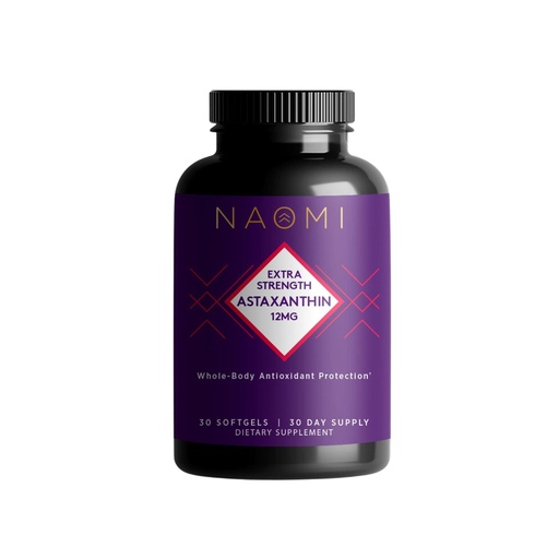 [BRSW2AYHAF6GODT2] NAOMI Extra Strength Astaxanthin Supplement 12mg - 3X Potency Antioxidant for Skin, Eye, Joint and Brain Health - 30 Softgels, Non-GMO