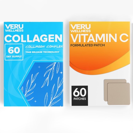 [BRSRAZY3BB5GGGY4] Veru labsajūta pret novecošanu Duo dzīvesveids Patches Collagen C - Self Adhesive Time Release Topical Patch, 8-10 stundas (60 dienu piegādes)