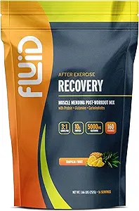 [BRSWIYA2BAHREDT6] Fluid Recovery, Post-Workout Drink Mix, Whey Isolate Protein, L-Glutamine, Carbs, All Natural Ingredients, Gluten-Free, Lactose-Free (Tropical Fruit)
