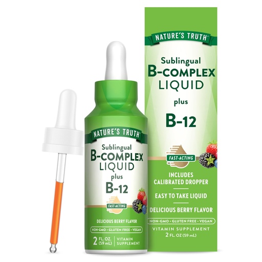 [BRSWGBIPO4FGKHT6] Nature's Truth Sublingual B Complex | with B12 | 2 Fluid Ounces | Berry Flavor | Vegan, Non-GMO & Gluten Free Supplement
