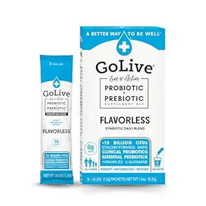[BRSWIZITOMCRGHA7] GoLive Prebiotic & Probiotic for Women, Men, Kids. Flavor-Free, Sugar-Free, Synbiotic Powder w/ GOS, L-Glutamine, Vitamin D3, Electrolytes. For Gut Health, Digestion, Metabolism, Immunity 15-50B CFUs.