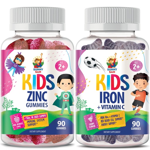 [BRSROC34BABWOEIU] Iron Gummies for Kids & Zinc Gummies for Kids. Iron Vitamins with Vitamin C. Zinc Chewable Gummy for Immune Support - Powerful Natural Antioxidant Non-GMO Supplement for Children Men Woman Adults
