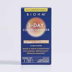 [BRSROGIOOEHGC3D7] BIOHM 3 Day Colon Cleanse Detox with Probiotics & Herbal Extracts (6 Capsules, 3 Servings) Supports Constipation, Bloating Relief & Immune Health, Gut Cleanse for Men and Women, Non-GMO & Gluten-Free
