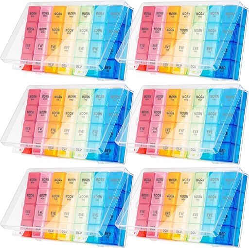 [BRSROHQEDJ6BGELX] Hsei 6 Pack Weekly Pill Organizer Box 4 Times a Day 7 Day Waterproof Pill Case Big Medication Box Travel Daily Container for Vitamins Fish Oil Supplements